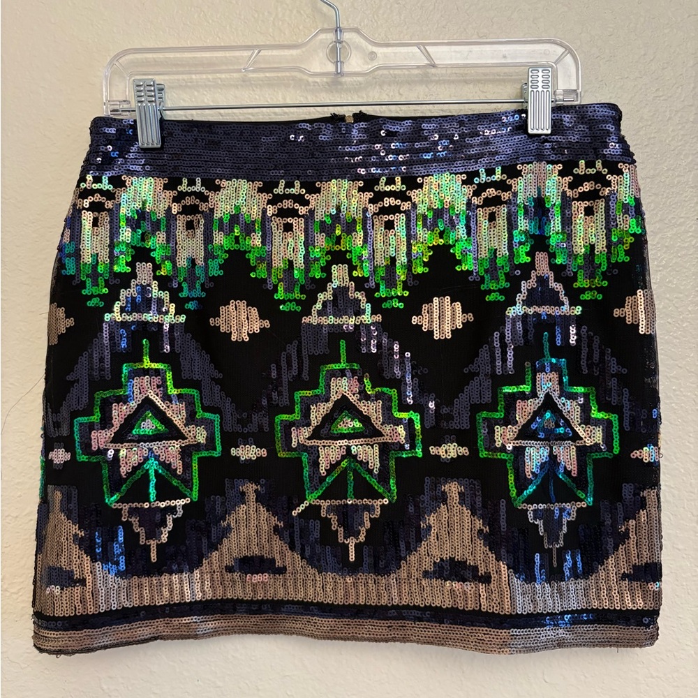 Marineblu Sequin Mini Skirt - Black, Green, and‎ Gold